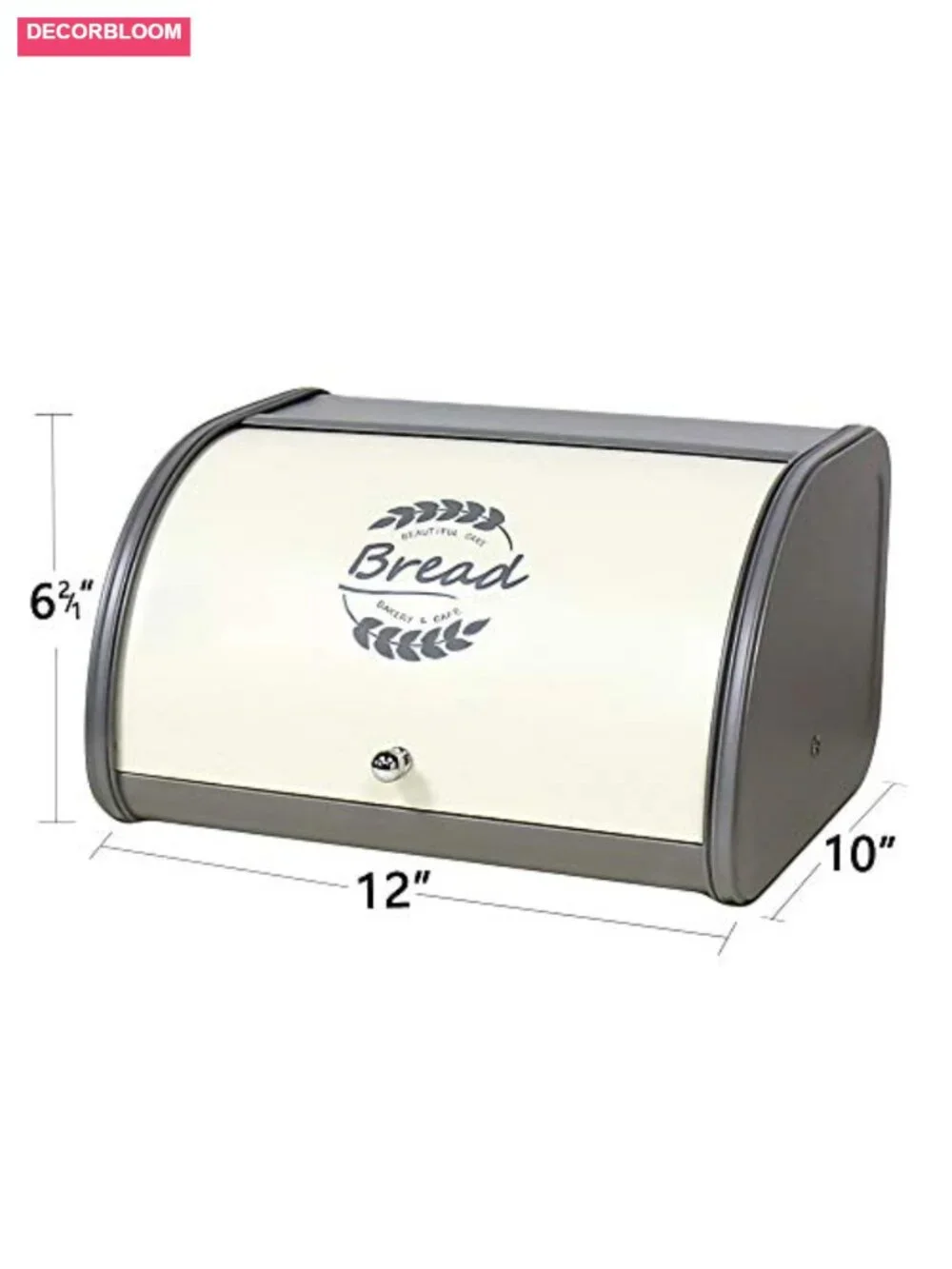 Powder Coated Steel Bread Box Roll Top Kitchen Storage